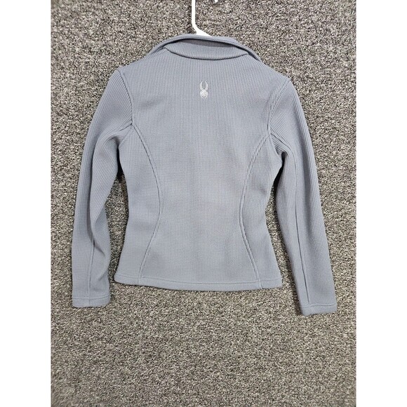 Women’s Spyder Core Gray Ribbed Sweater Jacket Size Small Petite Fleece Lined - Picture 6 of 6